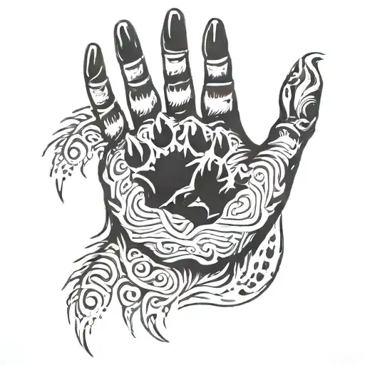 Bear Claw Mark With Baby Hand Print Surrounded