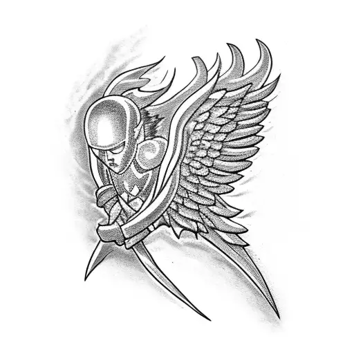 Lighting Bolt With Angel Wings