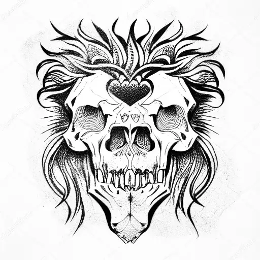 Skull Whit Lion