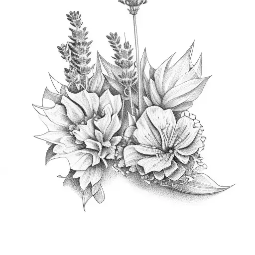 A Botanical Illustration Of A Lavender Plant With A Butterfly Perched On One Of Its Flowers