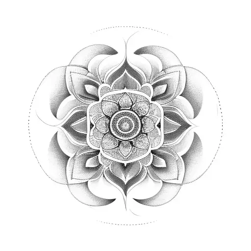 Lotus Flower Wrapping Around A Yin Yang Symbol