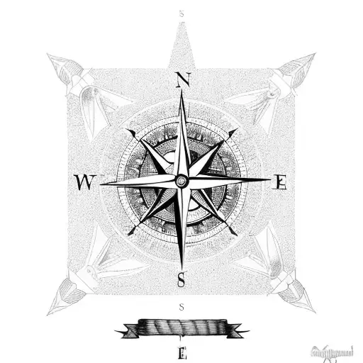 A Compass Surrounded By Various Hunting Tools