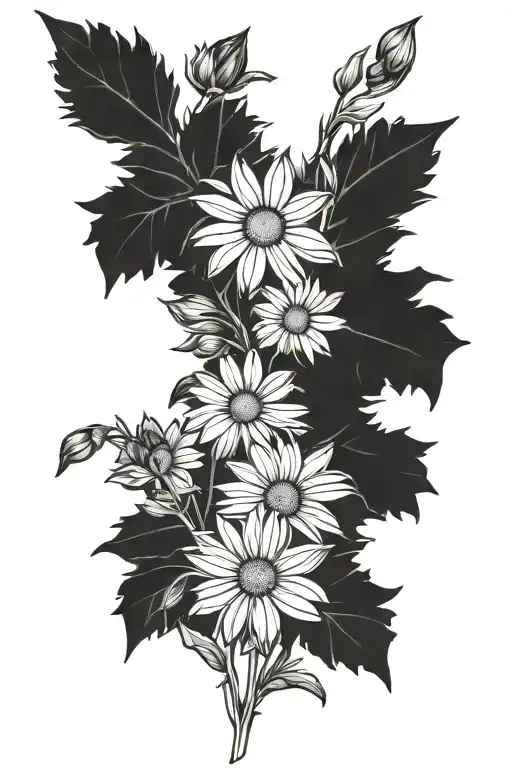 Dark Themed Daisies