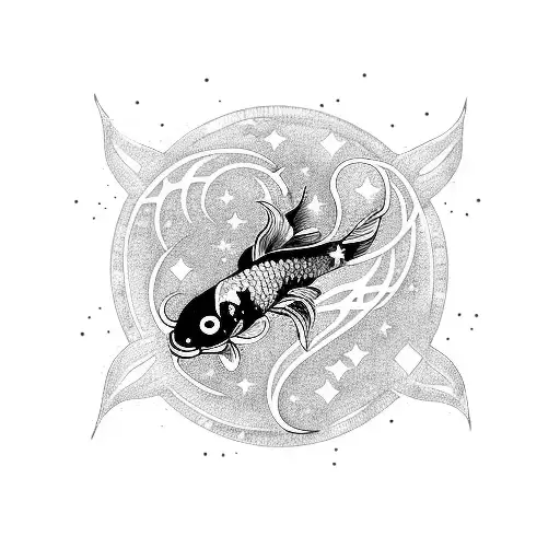 A Celestial Koi Fish Swimming Among The Stars