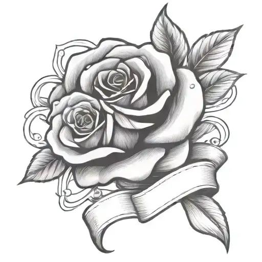 Rose With Banner Ribbon Across