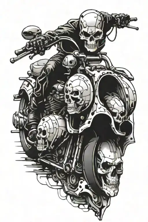 Incorporate A Futuristic Motorcycle Design With A Skull Motif