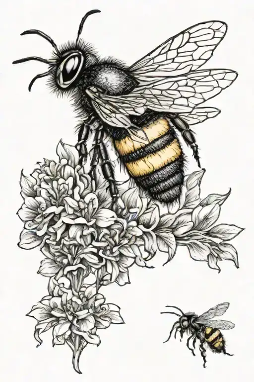 Brook Of Water With Bumblebee