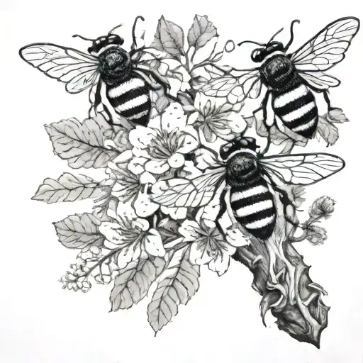 Brook With A Deep Rooted Tree And Bumble Bee Flying Through