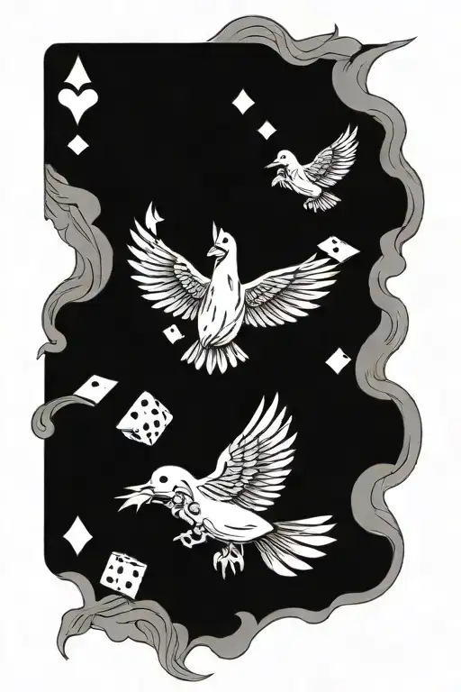 Dice Card Dove Rose Money