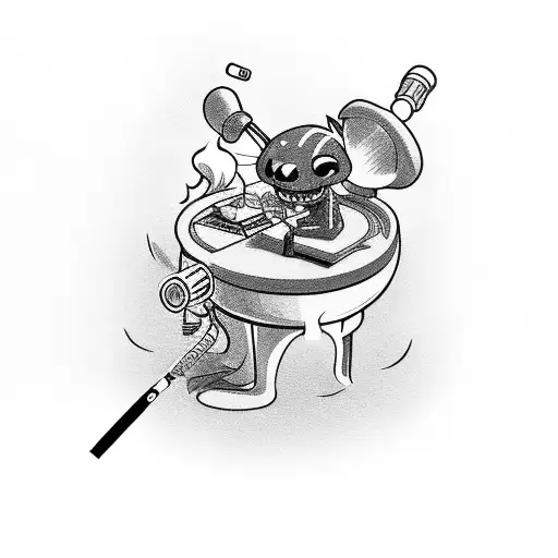 A Cartoon Character Smoking A Joint While Listening To Music