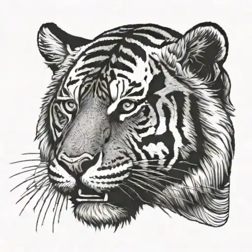 A Tiger Head Profile Holding