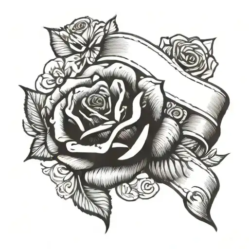 Rose With Banner Ribbon Across