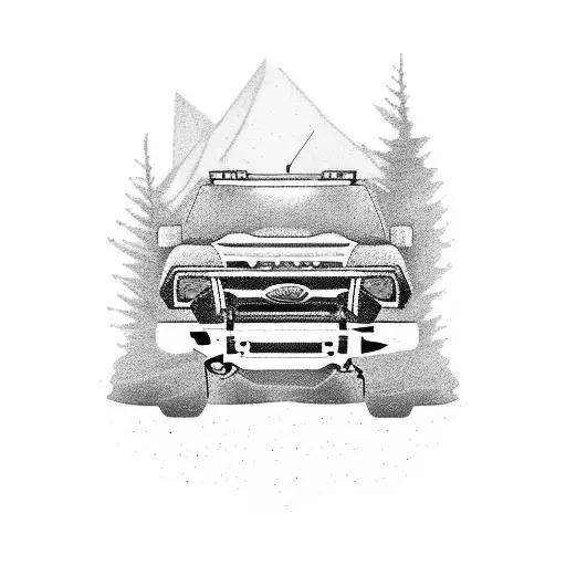 Offroad Scene Featuring A Ford Ranger And A Skull Motif