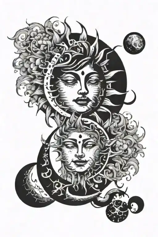 Sun And Moon Merging Together One Of Them
