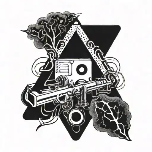 Caudaceous And Radio Active Symbol Connected Line