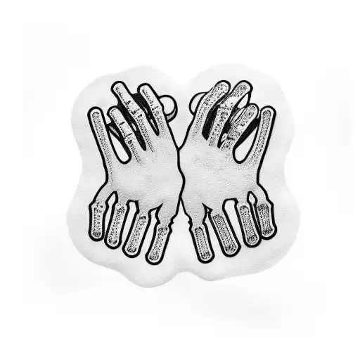 Skeleton Hands Praying With Birthdays And Clouds