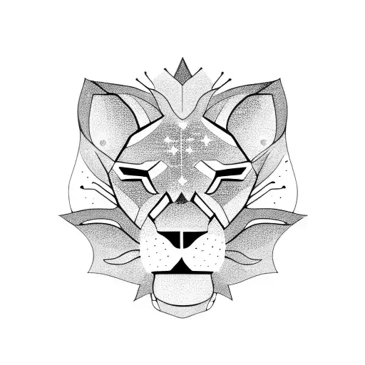 A Sleeping Lion Surrounded By Stars