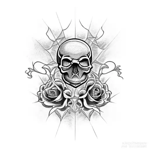 Skull Roses Spider Webs