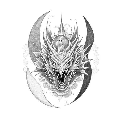 Black Moon With A Dragon