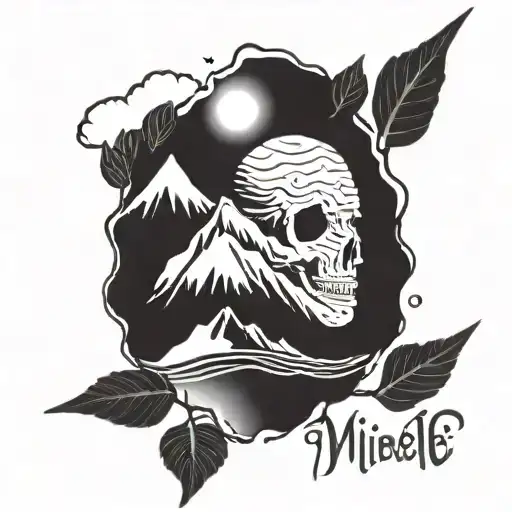 Tattoo Word Milele Meaning Of Eternity Represented By A Tree Or A Mountain