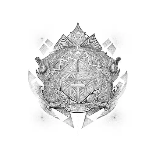 An Abstract Representation Of A Padel Pala Transformed Into A Royal Symbol