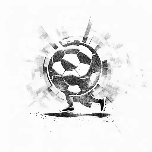 Football Player Kicking A Ball With Manchester United Logo In The Background
