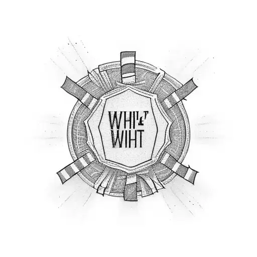 A Blackwork Tattoo Of A Stack Of Money With The Words 'Fight For What's Right' Written On It