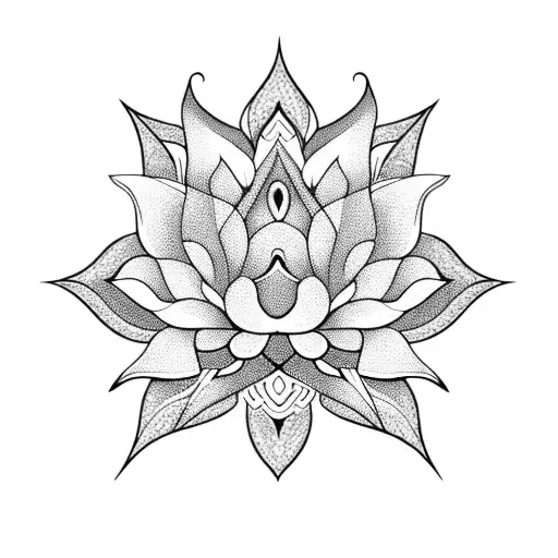 Lotus Flower With Intricate Geometric Patterns