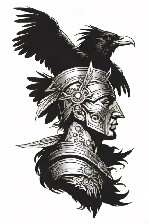 Centurian With Raven Flying