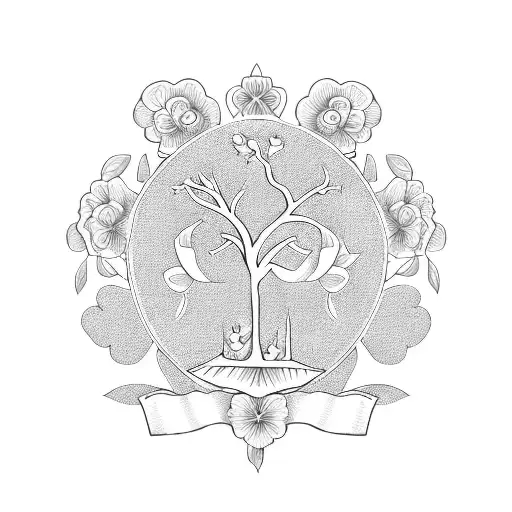 Family Tree With Hawaiian Flowers