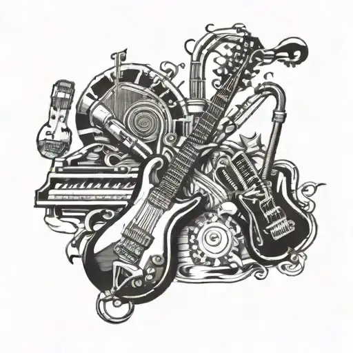 A University Of Florida Logo With Musical Instruments Incorporated Into The Design