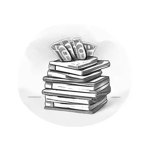 Stack Of Books With Money Pouring Out Of Them