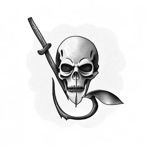 Grim Reaper Holding A Scythe With Intricate Blackwork Details