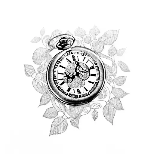 A Broken Pocket Watch That Is Covered In Vines