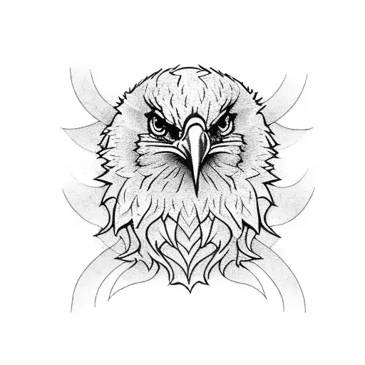 A Blackwork Tattoo Of A Bald Eagle With Snake