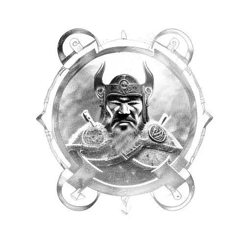 Viking Warrior With Intricate Circuitry Armor