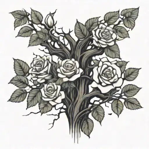 Tree And Rose Intertwined