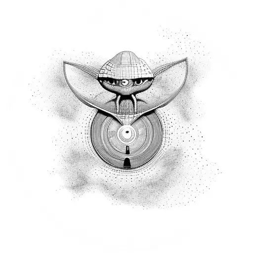 3D Alien Ufo And The Disk Shaped As A Vinyl Record