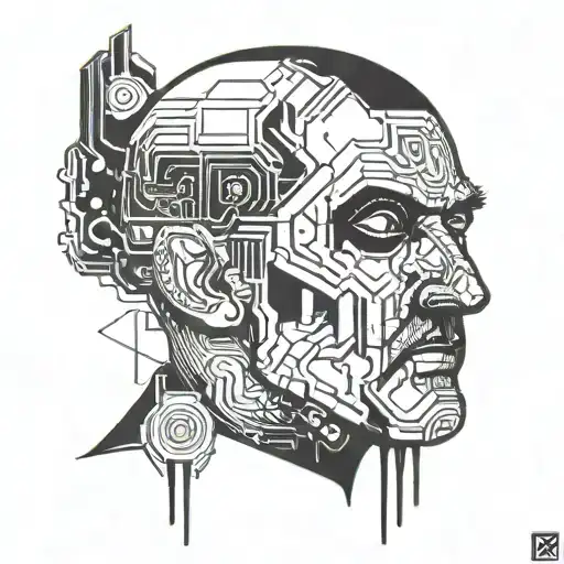 A Cyberpunk Version Of Hitler With Neon Colors And Futuristic Elements