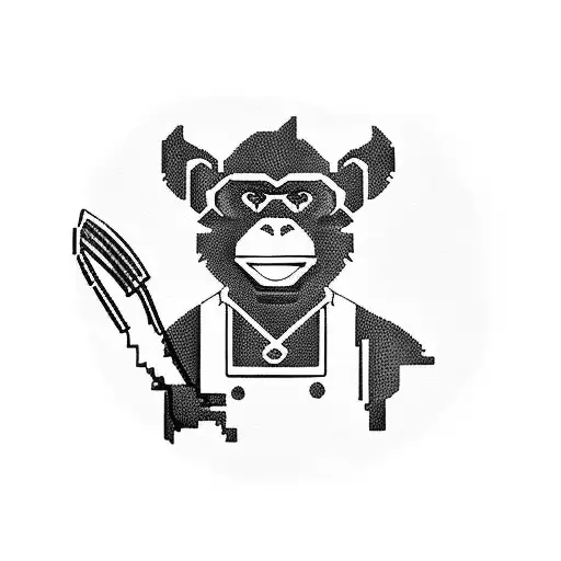 A Pixelated Chimp Chef Holding A Hacking Tool