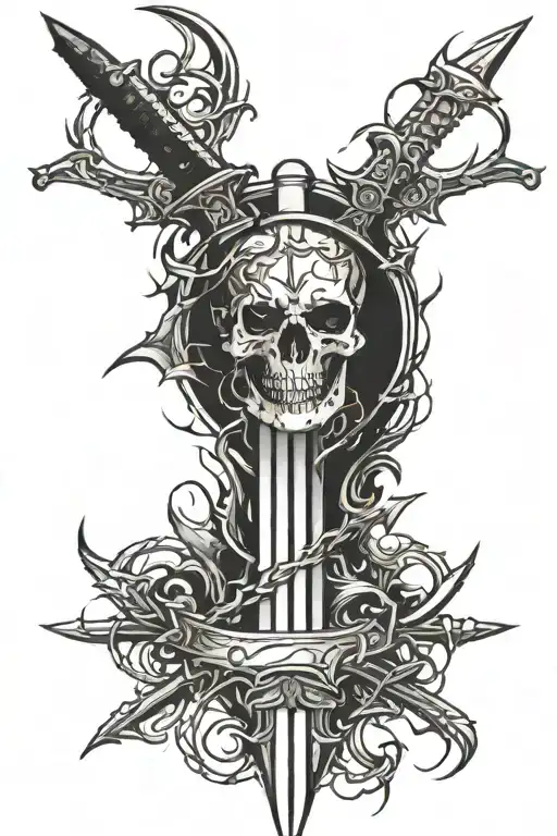Use A Sword Down The Spine With Thorns Surrounding It