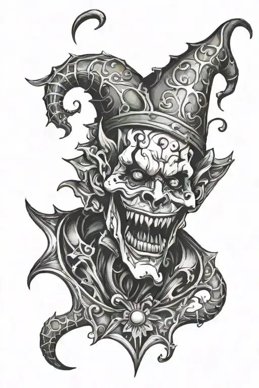 Jester Horror Rib Tattoo Design