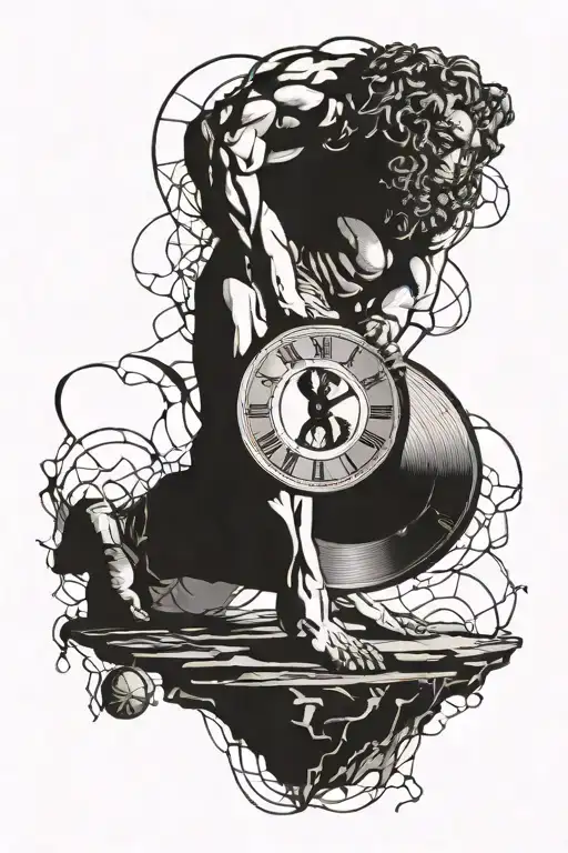 Sisyphus Pushing A Broken Clock Face