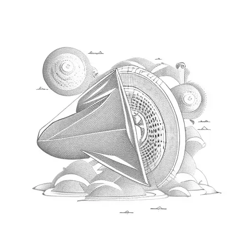 Minimalist 3D Alien Ufo And The Disk Of The Ufo Shaped As A Vinyl Record