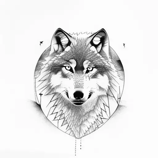 Wolf Howling In A Thunderstorm With A Forest In The Background And Camp In The Foreground