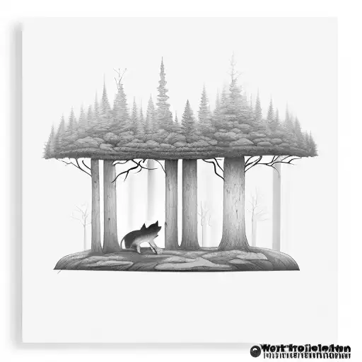 A Thunderstorm Over A Forest And 1 Small Wolf Howling In The Distance