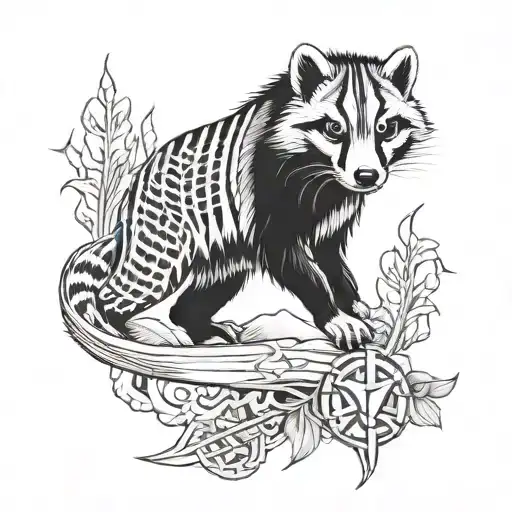 American Badger Warrior Symbolic Tattoo Design