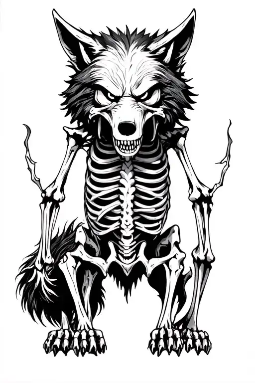A Three Headed Wolf Skeleton Angry