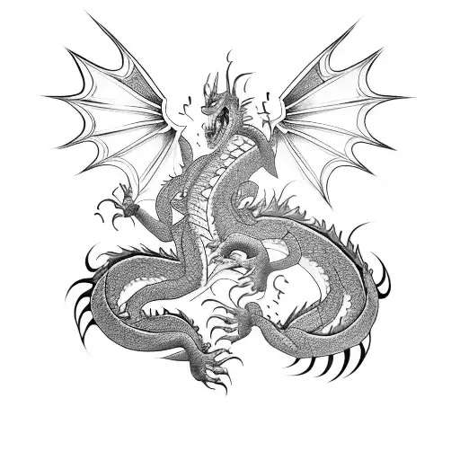 A Tattoo Featuring A Dragon Inspired By Japanese Mythology Playing A Musical Instrument