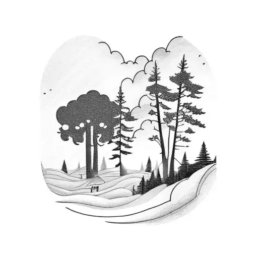 A Thunderstorm Over A Forest And A Small Holwing Wolf In The Distance